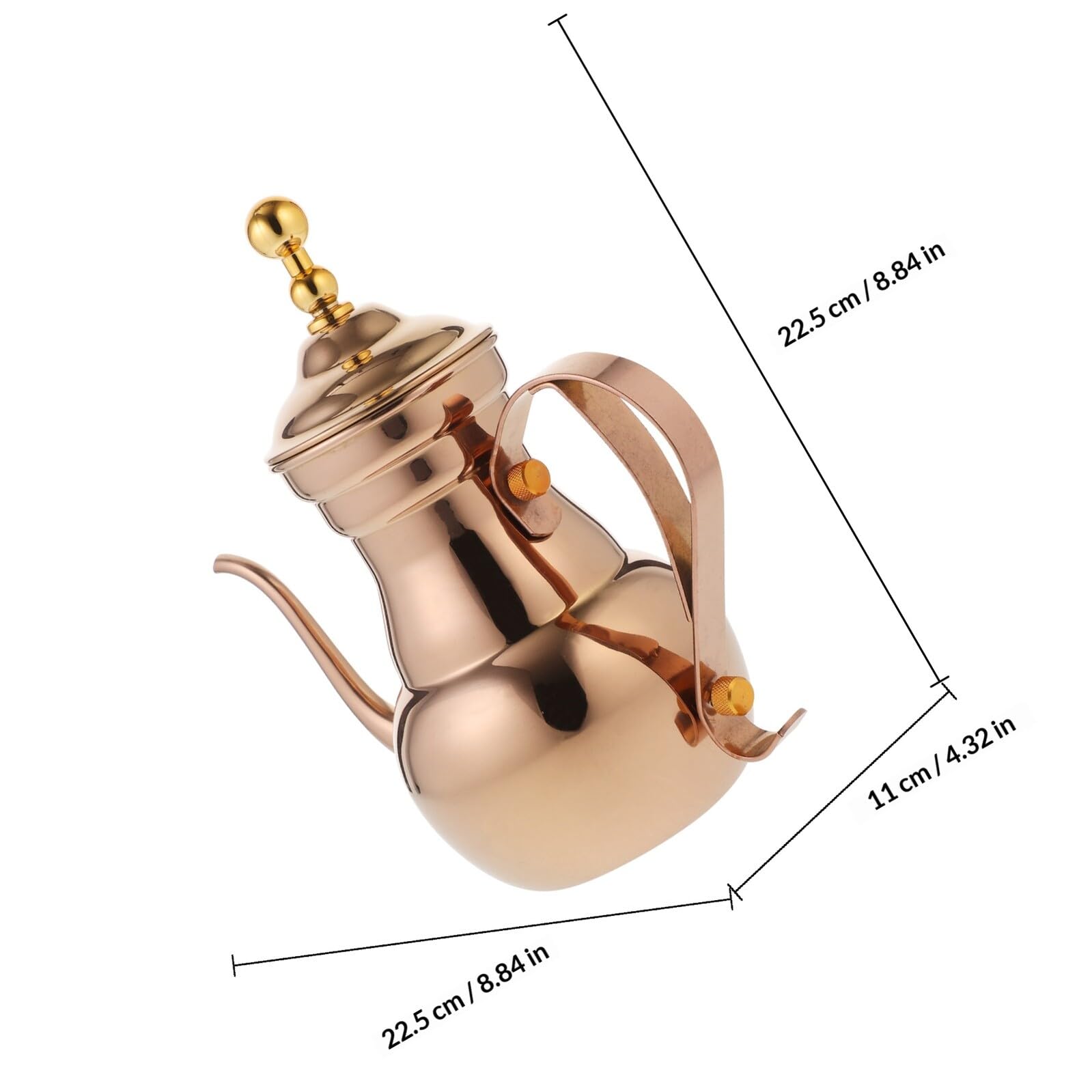 ULTECHNOVO Tetera de Acero Inoxidable 0,7 L con Colador Integrado, Cafetera Metálica Color Chocolate para Uso Doméstico y Restaurante, Tetera de Metal para Infusión de Té y Café