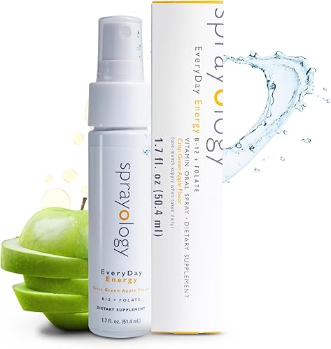Sprayology Everyday Energy - Suplemento de folato y vitamina B12 - Spray oral de vitamina vegana  Sin gluten  Todo natural  Sin lactosa  Vegano