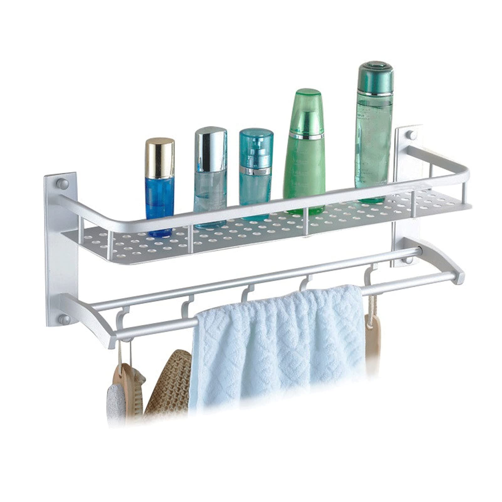 Serviette de salle de bain suspendue sur étagère en aluminium pliable LWX