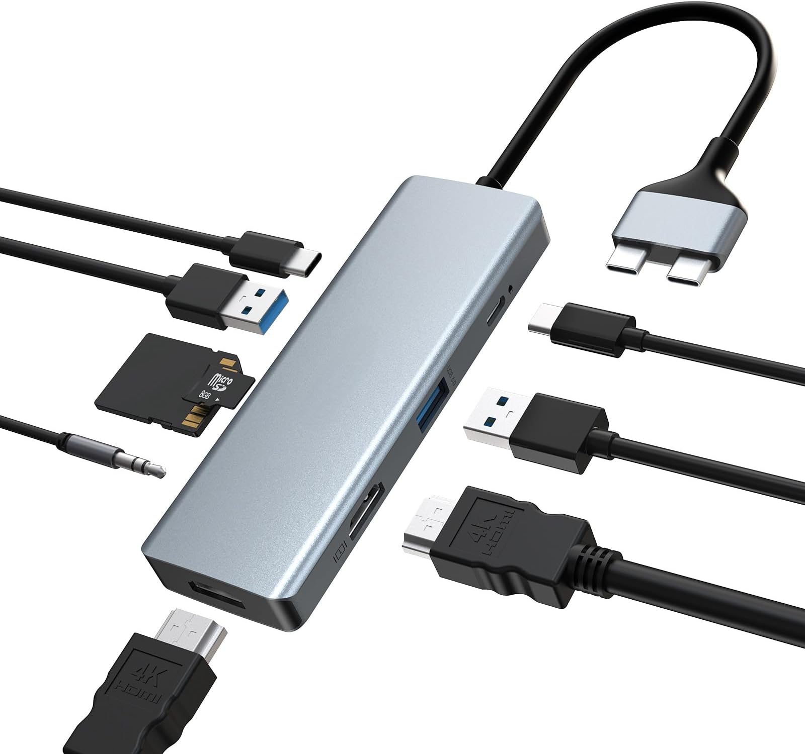 Dual USB C Docking Station for Macbook Pro, 9 in 2 Macbook Air Adapter Triple Display USB C Hub with 4K HDMI, 100W PD, USB 3.0, SD/TF Card Reader, 3.5mm Audio for Macbook Pro/Air