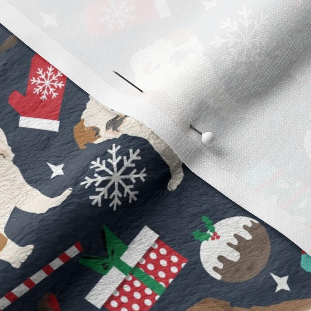 Spoonflower Fabric - English Bulldogs Christmas Cute Dogs Xmas Holiday Bulldog Festive Printed on Minky Fabric by The Yard - Sewing Baby Blankets Quilt Backing Plush