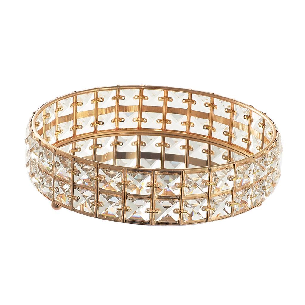 EXPORA Shining Crystal Jewelry Holder Cosmetic Organizer Tay Wedding Decor Golden