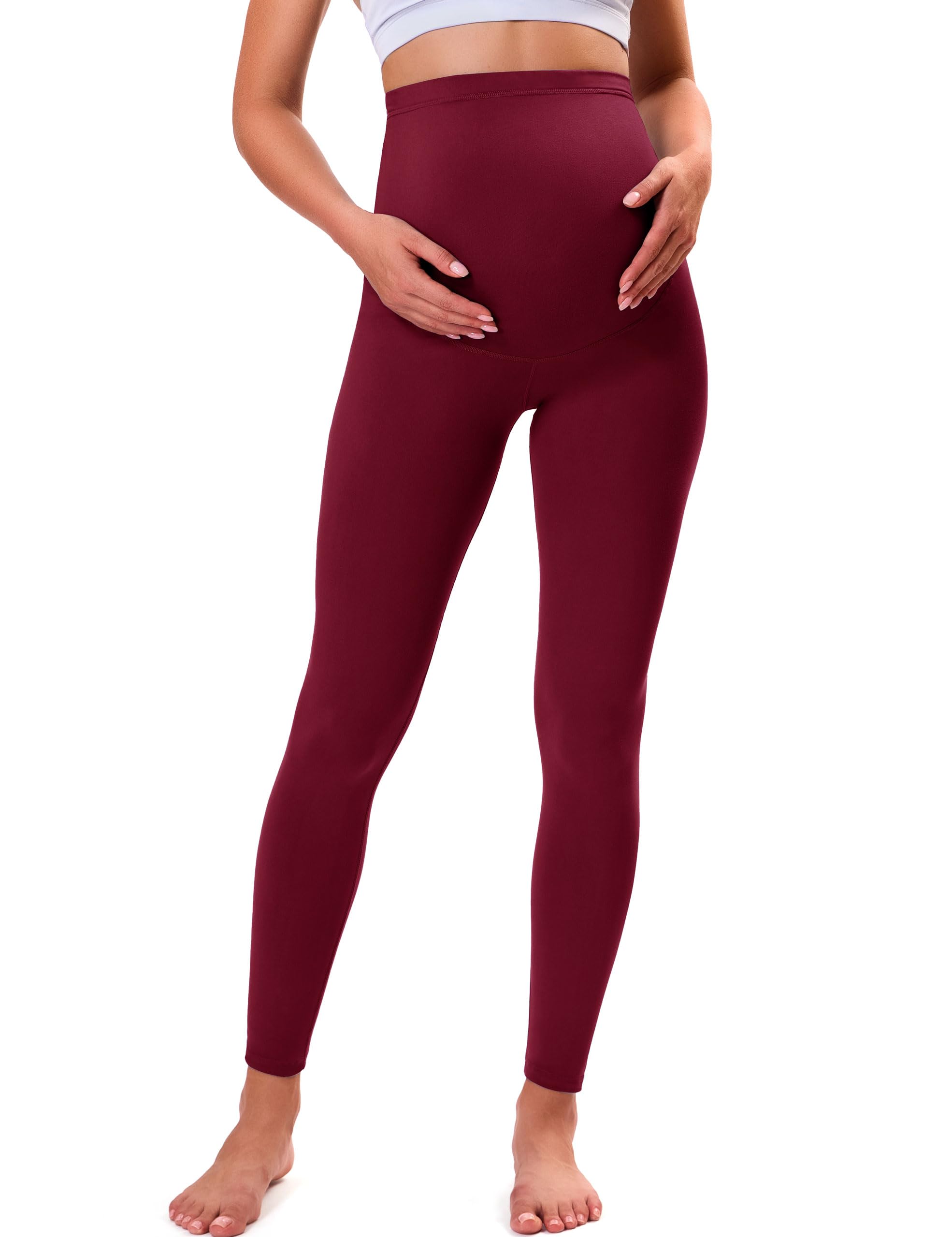 VALANDY Creamlush - Paquete de 2 leggings de maternidad para mujer, sobre el vientre, ropa deportiva para entrenamiento, yoga