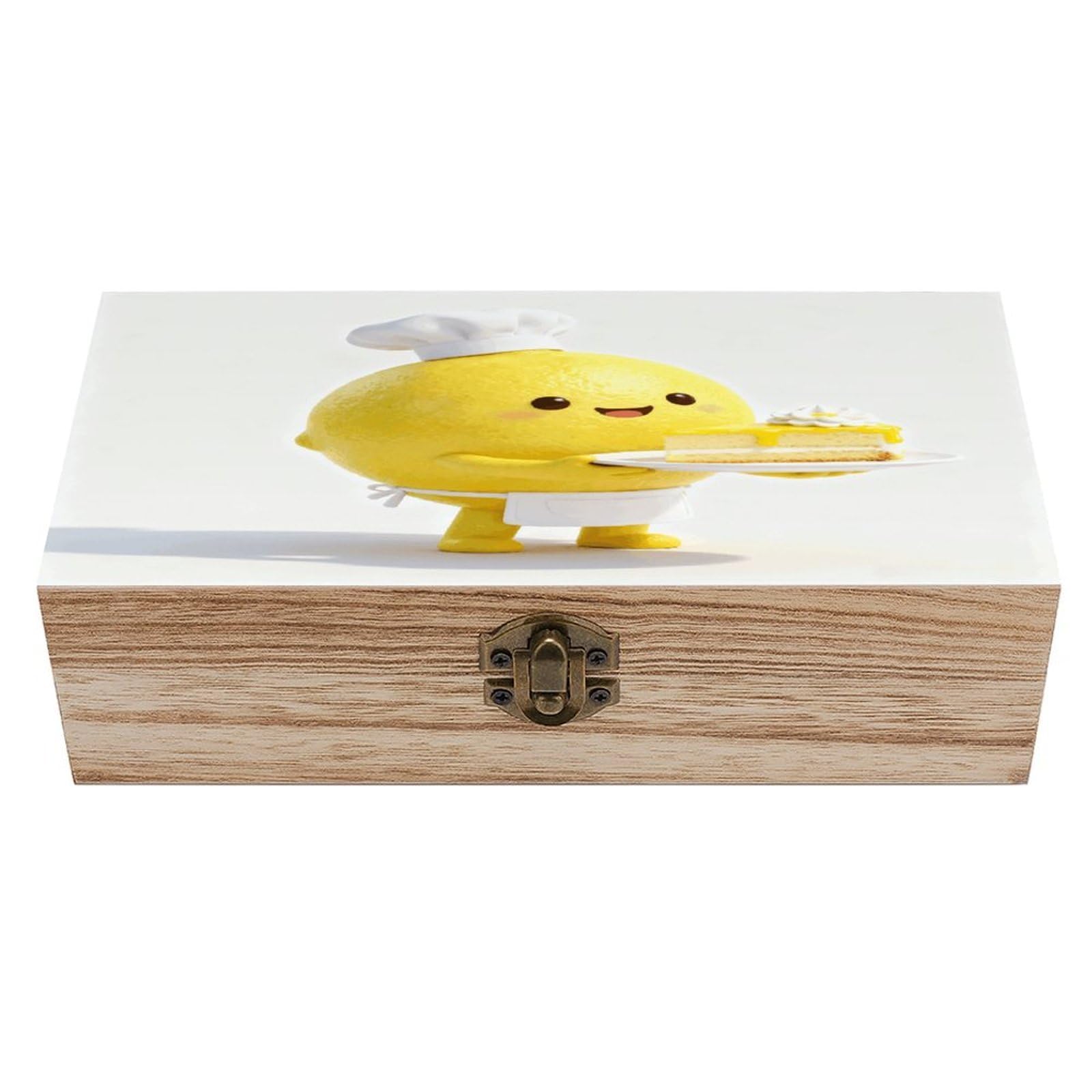 VstaDank Lemon White Wooden Storage Box with Hinged Lid Natural Wooden Box Beautifully Keepsake Boxes Vintage Wood Boxes Jewelry Organizer Trinket Storage Chest Unique Gift