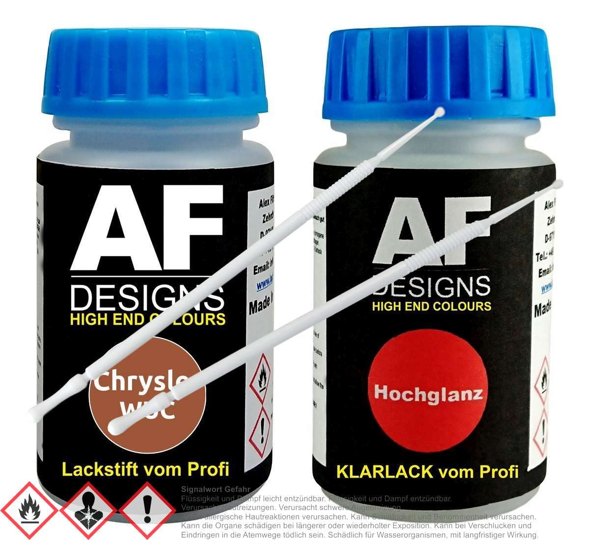 Alex Flittner Designs Paint Pen Set for Chrysler WUC Cognac Clear Varnish Swab Car Paint