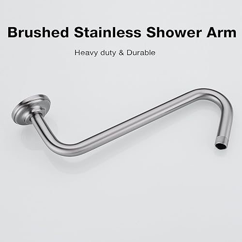 Miniatura 2 de TRUSTMI Brazo de ducha en forma de S de 12 pulgadas con brida resistente montado en la pared, tubo de extensión de cabezal de ducha con 9 pulgadas