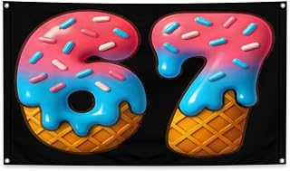six Seven ice, Cream drip 67 Fun Slang Flag Perfect for Creating a Festive Atmosphere at Family Gatherings