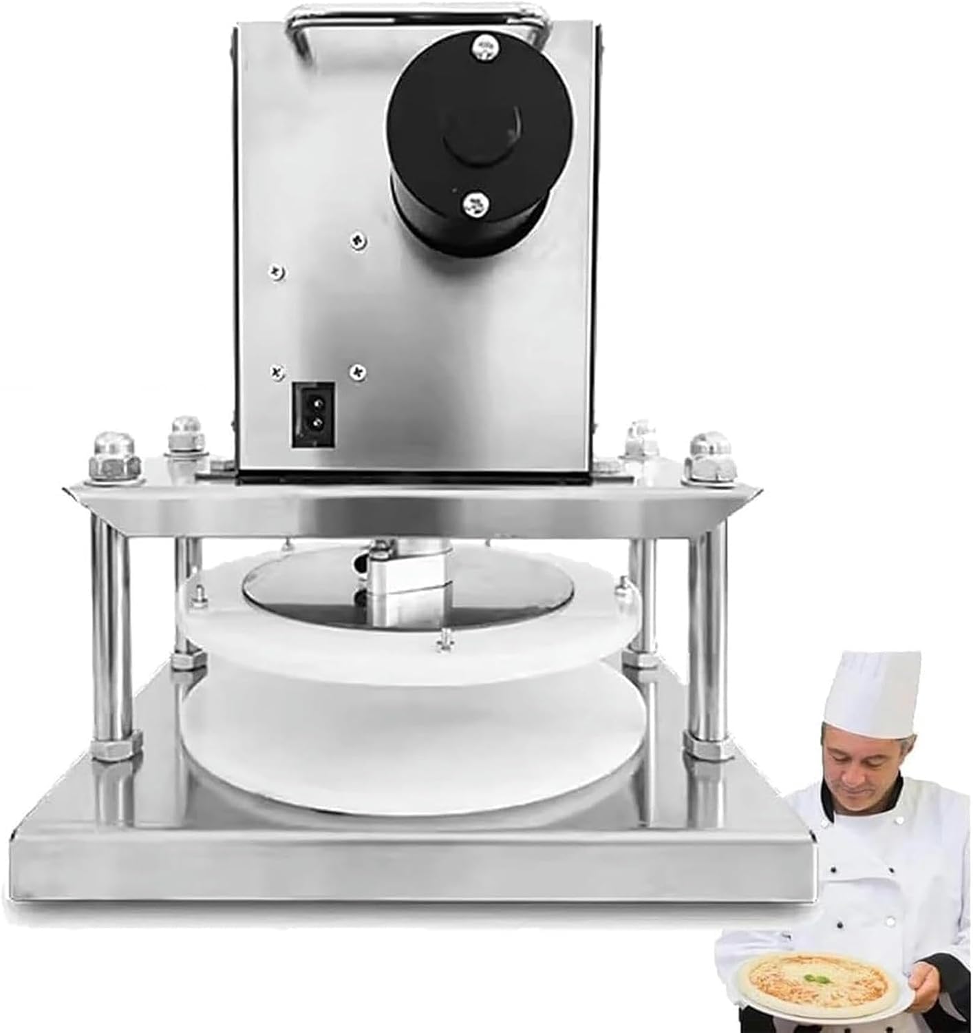 Pressa Elettrica Professionale per Impasto Pizza, Macchina Elettrica per Torte, Piastra in Acciaio Inox, 200-400 Pezzi/Ora, 55w, Superficie Antiaderente, per Pressare 8.66 in