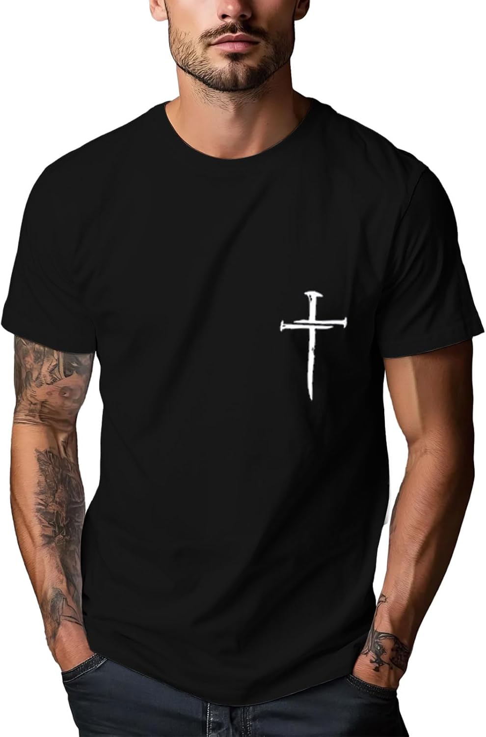 Christian Shirts for Men:Faith Cross Printed T-Shirts Christian Jesus Faith Shirts Holy Bible Tees - Image 4