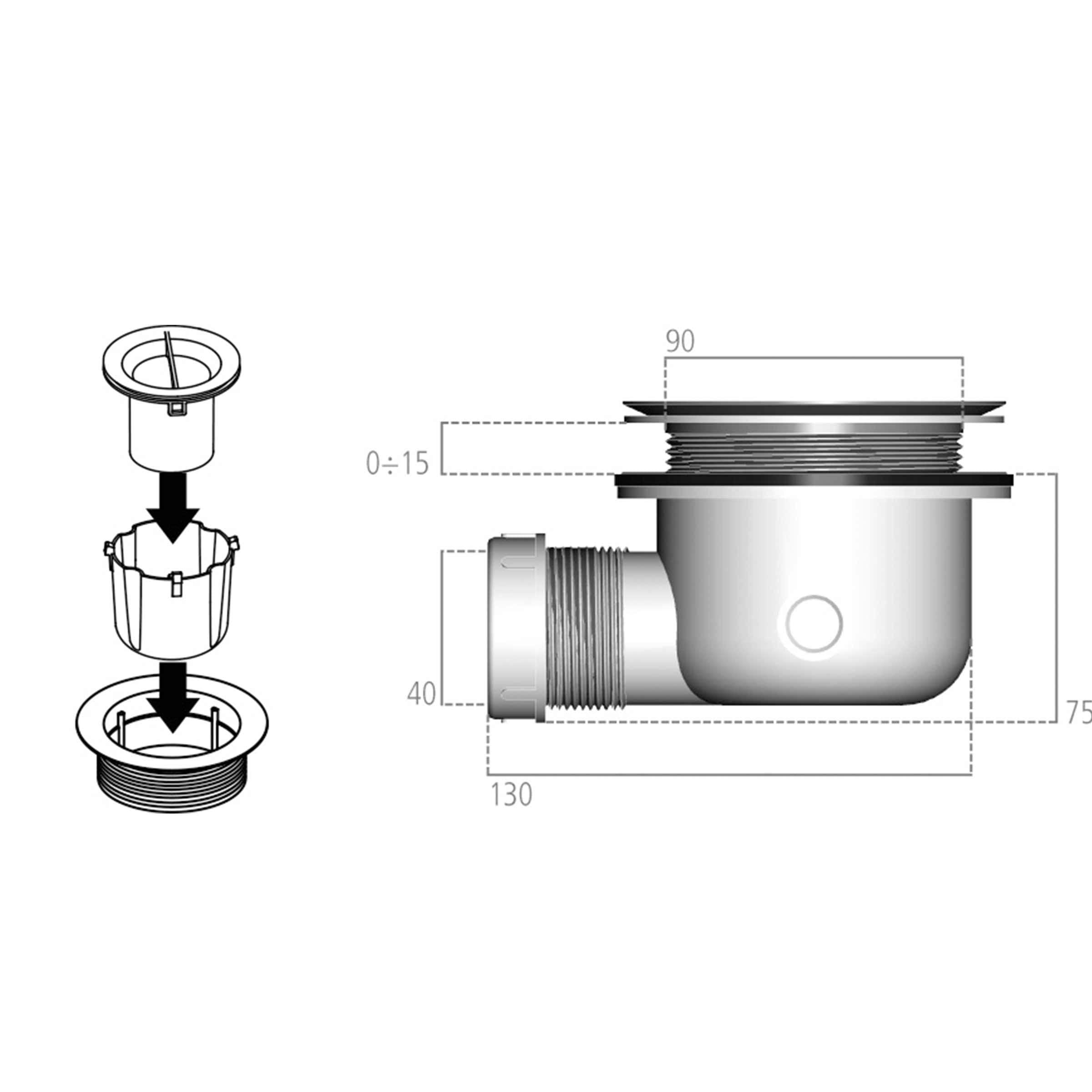 Ideal Standard K936367 Ultra Flat S zestaw odpływowy do wanny prysznicowej