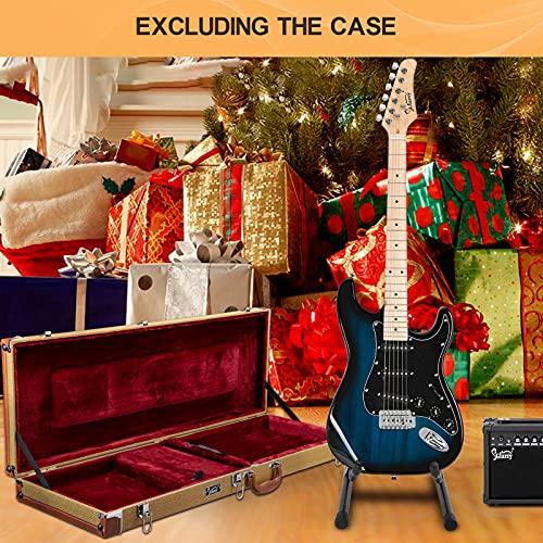 Image of GLARRY Full Size Electric Guitar for Music Lover Beginner with 20W Amp and Accessories Pack Guitar Bag (DARK BLUE, 39 inch Right Handed)