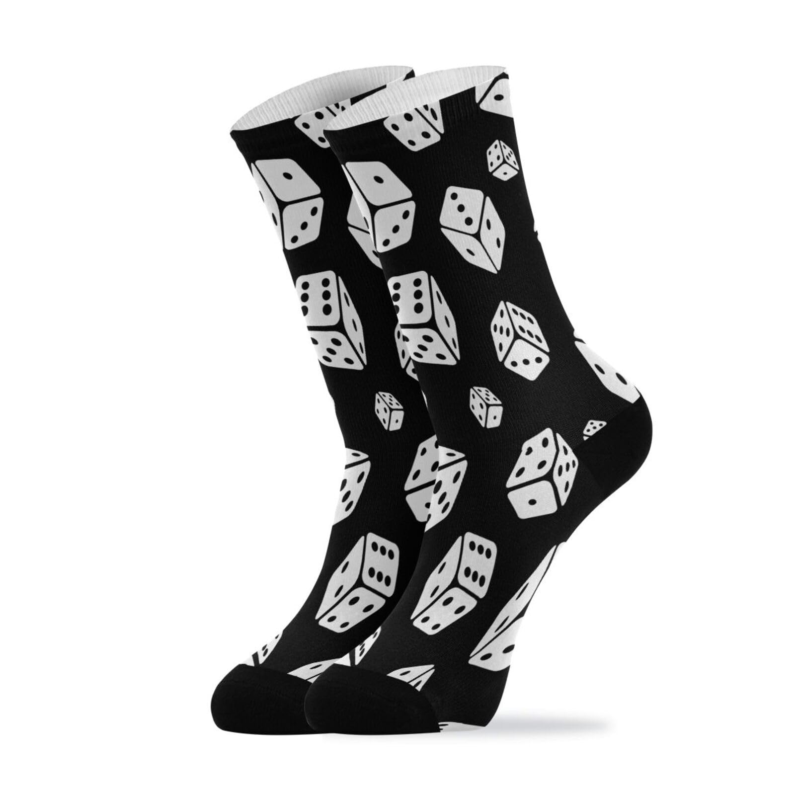 Oudrspo Unisex As Pic Athletic Sports Running Retro Crew Socks For Men/Women Gambling Dices On Black Running Walking Cushioned Compression Socks