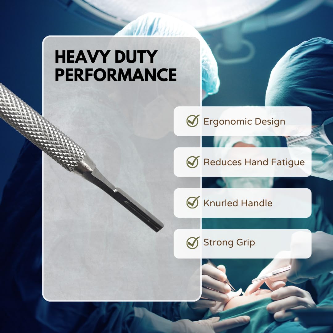 Multi-function Scalpel Handle No 3 Round Stainless Steel Blade Holder Knife to Use for Medical Students Dissection Kit Biology Lab Anatomy Dissecting, Fits Blades #10 to #16