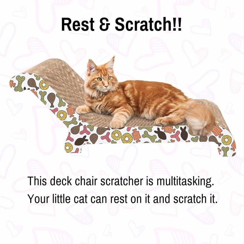 Image of PSK PET MART Chair Shape Cat Scratcher Cat Scratching Board Cardboard Cat Scratchers with Premium Scratch Textures Design Curved Shape Reversible Use Durable Scratching Pad