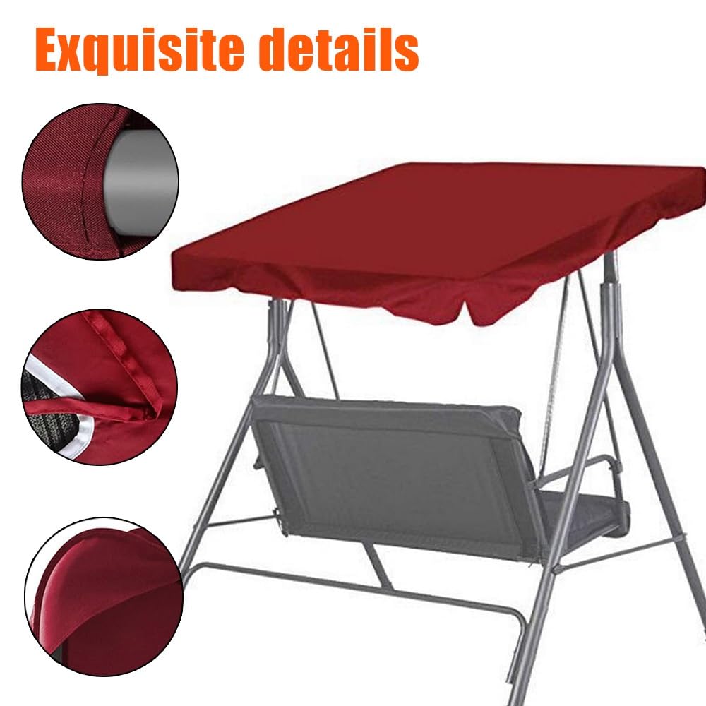 Toldo De Repuesto Para Silla Columpio 164x114cm 195x125cm Cubierta Superior Para Columpio De Jardín Exterior, Techo Recambio Balancin Para Patio(Black,77x49in-195x125cm)