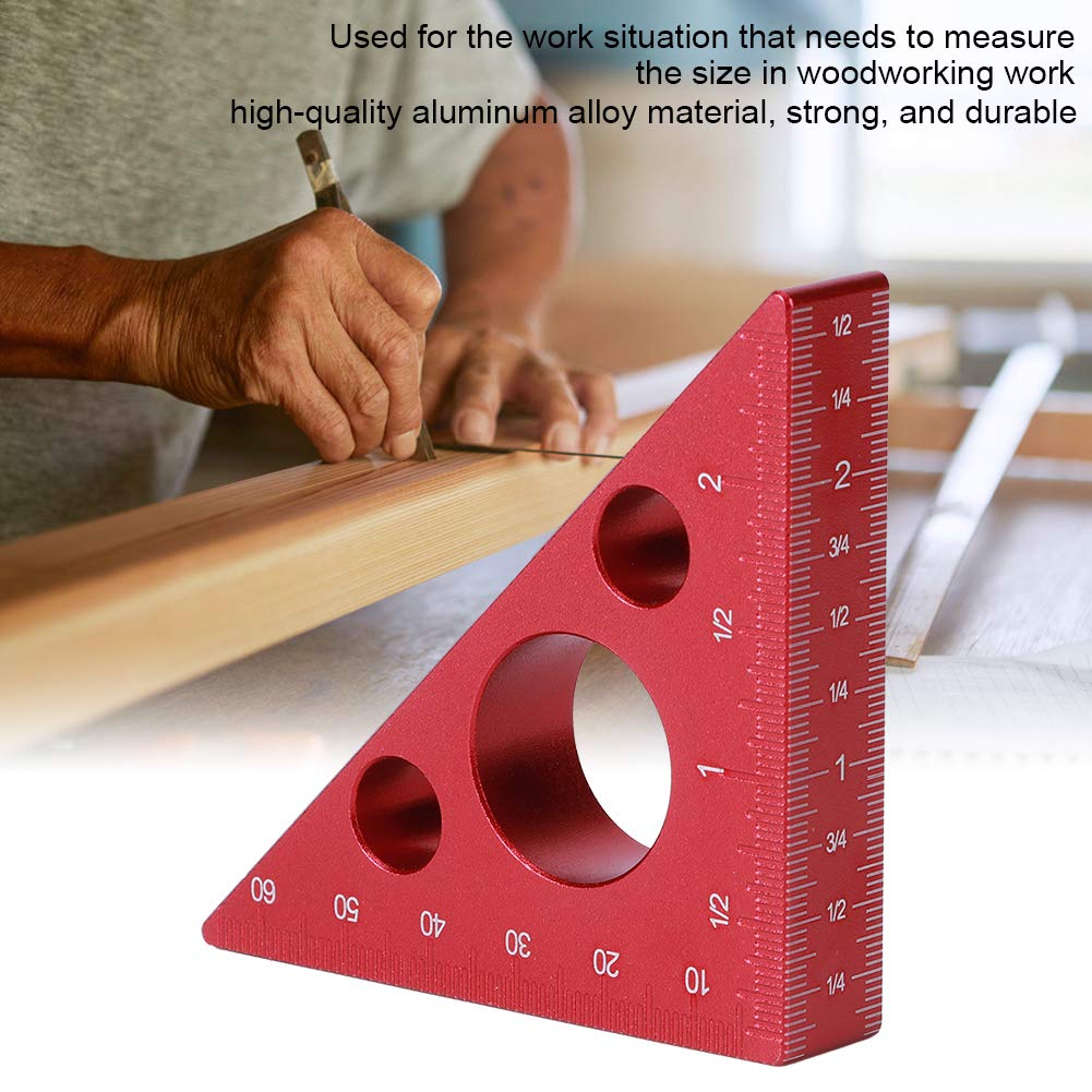 Right Angle Ruler, 45 Degree Triangle Gauge, 2-Inch Aluminium Alloy Woodworking Measuring Tool, Silver - Image 4