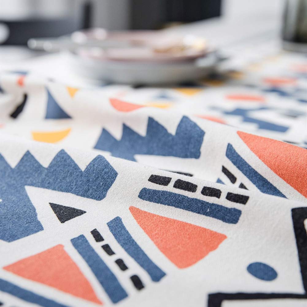 FANSU Tovaglia Rettangolare, Cotone e Lino Geometrico Impermeabile Antimacchia Resistenti alle Rughe Poliestere Lavabile Tovaglia per Tavolo Panno Cucina Soggiorno (Stile Nordico,60x60cm