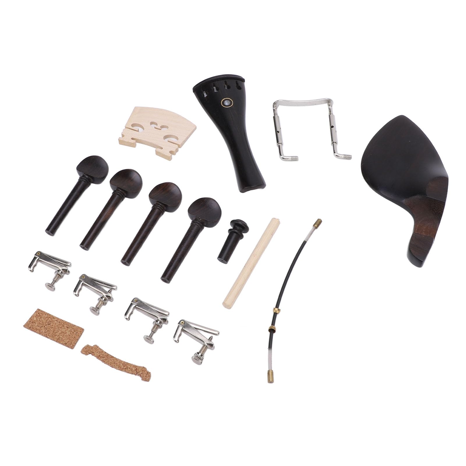 Ensemble d'accessoires pour Violon 15 Pièces, Kit de Pièces de Rechange Universel en Métal ébène pour Violons Pleine Grandeur 3/4 4/4, Kit d'accessoires pour Pièces de Violon