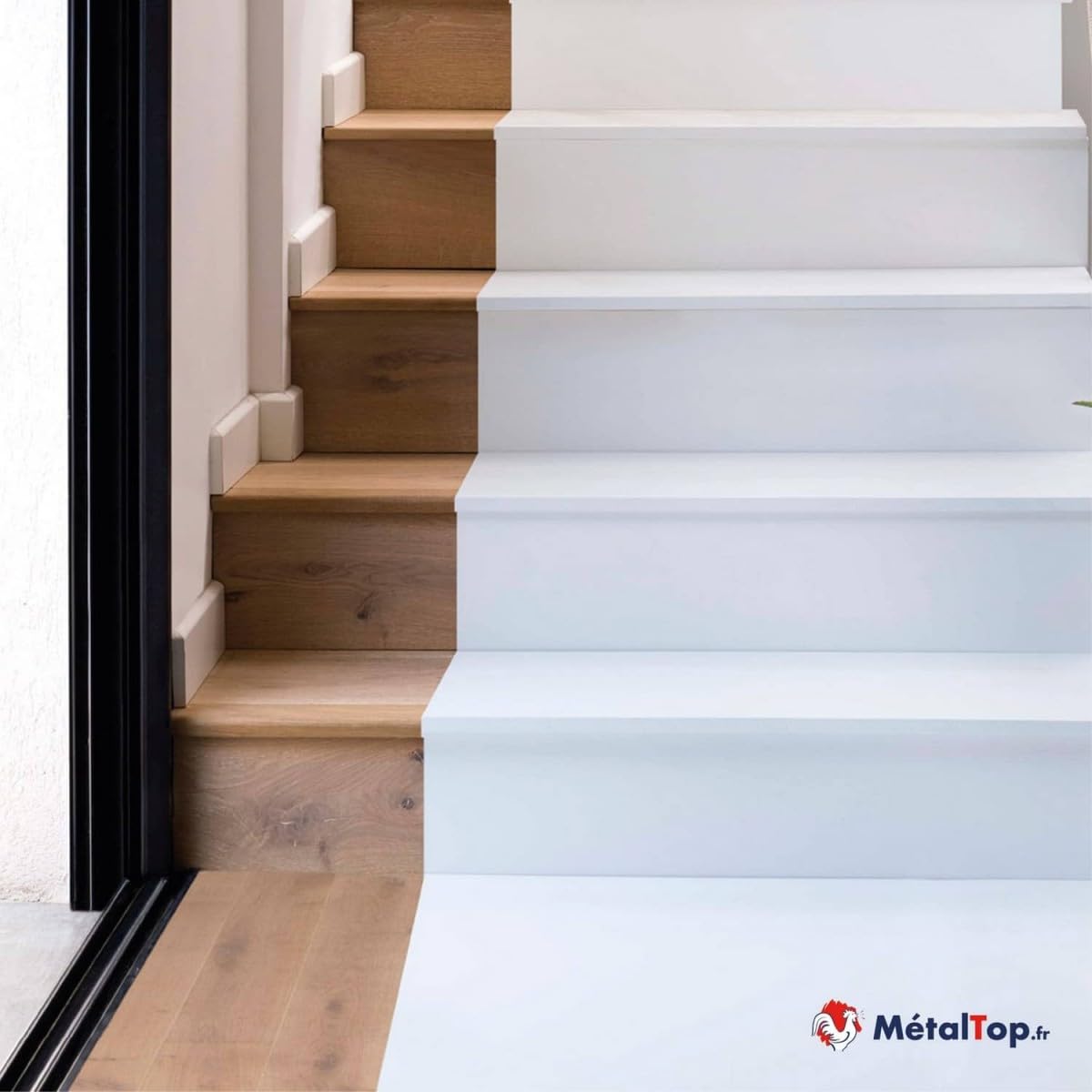 Metaltop - Peinture Escalier Bois - Noir signalisation - RAL 9017-1 L - Résistance extrême pour escaliers très sollicités, privés ou pros.