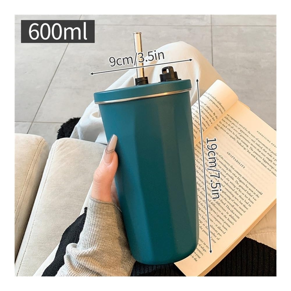 Taza de café, Taza de café de 600ml, 1 Unidad, Botella de Acero Inoxidable al vacío, Capacidad for Tazas, Botella de Agua, Botella aislada al vacío(Green)