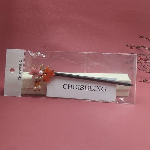 Miniatura 7 de TOP SEWING Pinzas de pelo de madera de 7.08 pulgadas, palitos de pelo de flores de pez dorado chino para moños largos