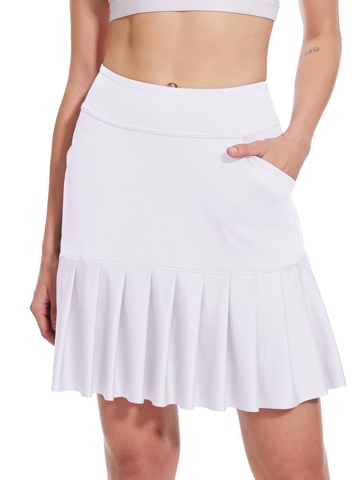 M MOTEEPI Jupes de golf de 48,3 cm pour femme - Longueur genou - Ourlet à volants - Jupe de tennis, jupe athlétique pour entraînement et course à pied