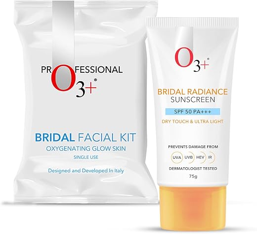O3+ Radiance Skincare Combo With Bridal Facial Kit Oxygenating Glow Skin 81g &amp; UVA UVB Ultra Light Sunscreen With SPF50 P...