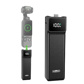 Battery Handle Compatible with DJI Osmo Pocket 3 and Pocket 4 Accessories, with Digital Screen for Pocket 3 Battery Grips for Xtra Muse Built-in 5000mAh Battery Fast Charging and Reserved 1/4”Thread - Amazon product rated Grade A
