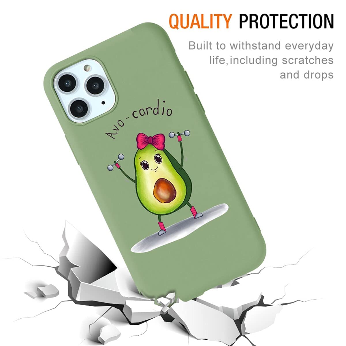 Yoedge [2 Pezzi Cover per Samsung Galaxy A52 (5G),Matte Morbide Silicone Custodia con Cartoon Avocado Disegni,Ultra Sottile TPU Antiurto Bumper Protettiva Case per Samsung A52 5G 6,5 pollice,Verde