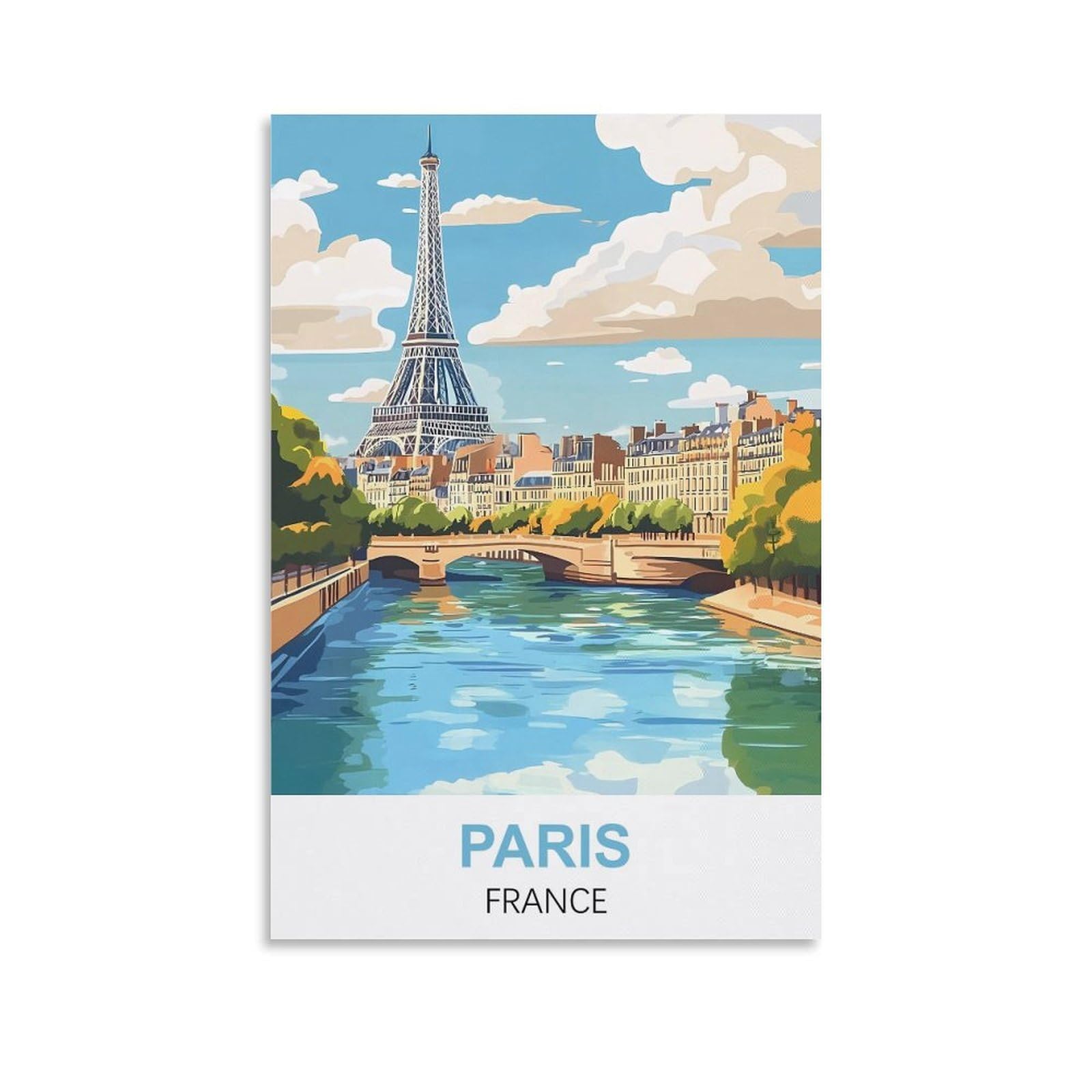 HYBFQXELL Paris France Vintage Travel Posters 08x12inch(20x30cm) Canvas Picture Prints Wall Art