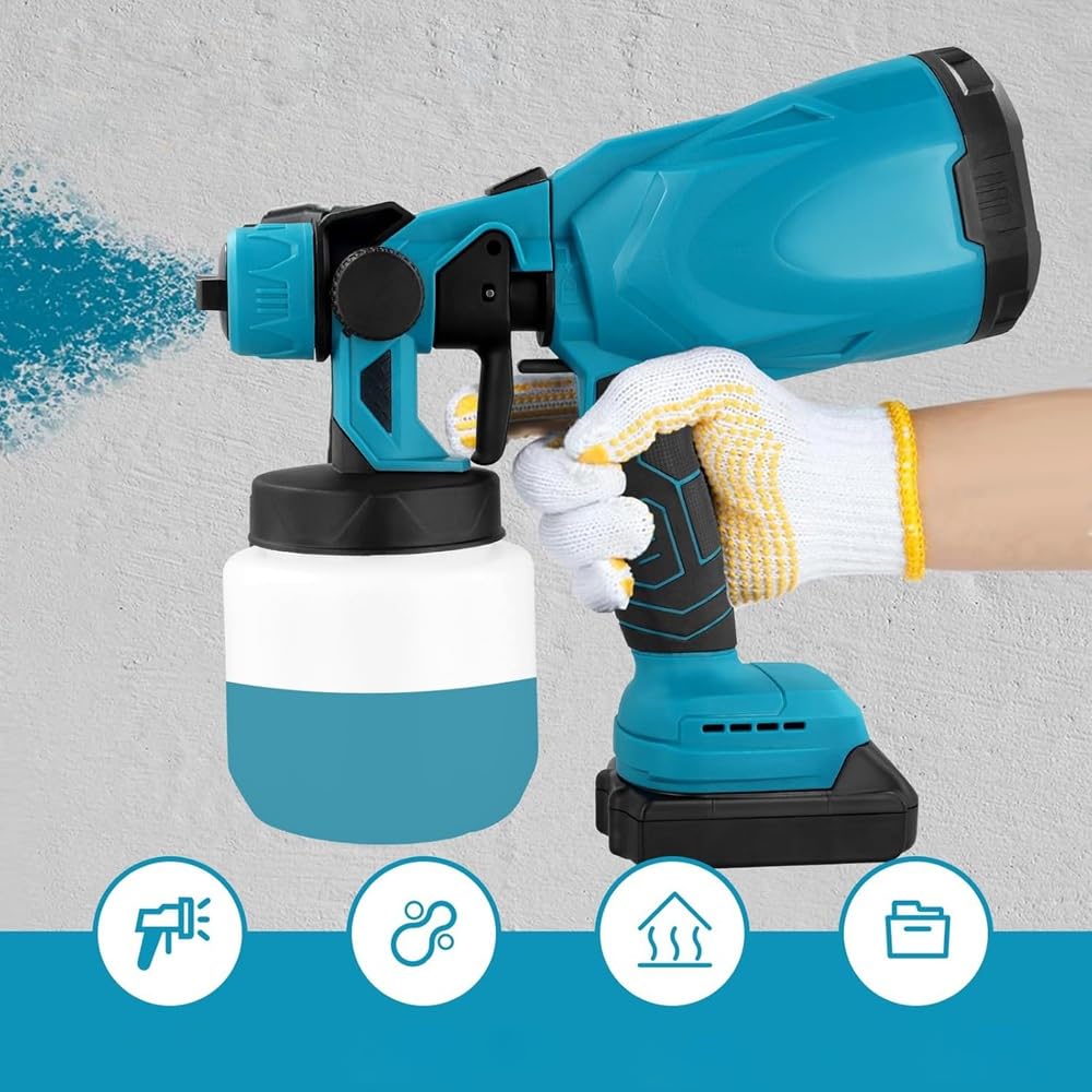 Pulverizador eléctrico inalámbrico con 3 modos de pulverización, 2 baterías de 48 V y depósito de 800 ml, aerógrafo para pintar pistola pulverizadora