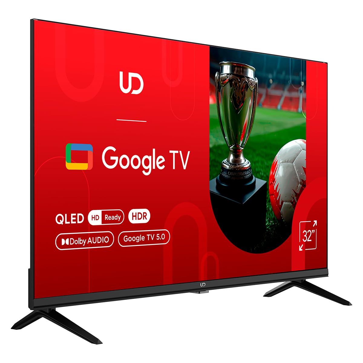 UD Smart TV 32" QLED HD Ready, Google TV, Chromecast integrado, 32QHGC5210S | Control por Voz, Dolby Audio, WiFi Dual Band, Bluetooth 5.1, HDMI y USB