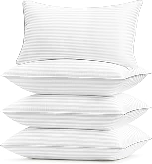 Basic Beyond King Size Pillows Set of 4 - Soft 20 x 36 Inches 4 Pack King Down Alternative Pillows for Back, Stomach or Side Sleepers, White