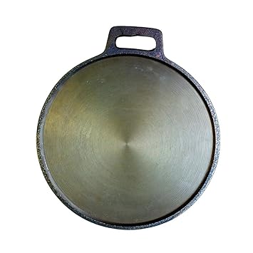 newtrial Pre-Seasoned Cast Iron Dosa Tawa with Single Handle, Grey, 12 Inch