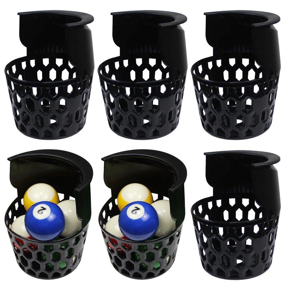 Poches pour table de billard : lot de 6 filets de rangement en plastique noir
