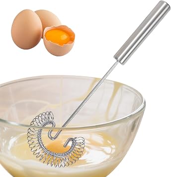 Spiral Whisk 27cm - Stainless Steel Flat Bottom Sauce Gravy Mixer | Multipurpose Kitchen Beater for Stirring Folding Eggs