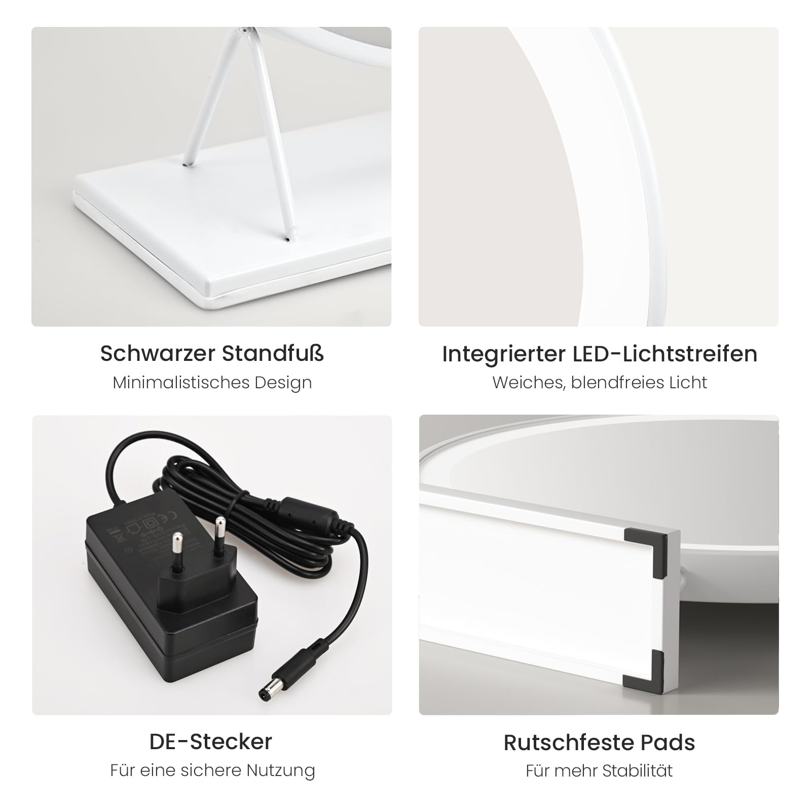 Heilmetz Schminkspiegel mit Beleuchtung Rund Φ48cm, LED Hollywood Spiegel mit Beleuchtung, Dimmbar 3 Lichtfarben, Touch Schalter, Makeup Kosmetikspiegel mit Licht - Weiß