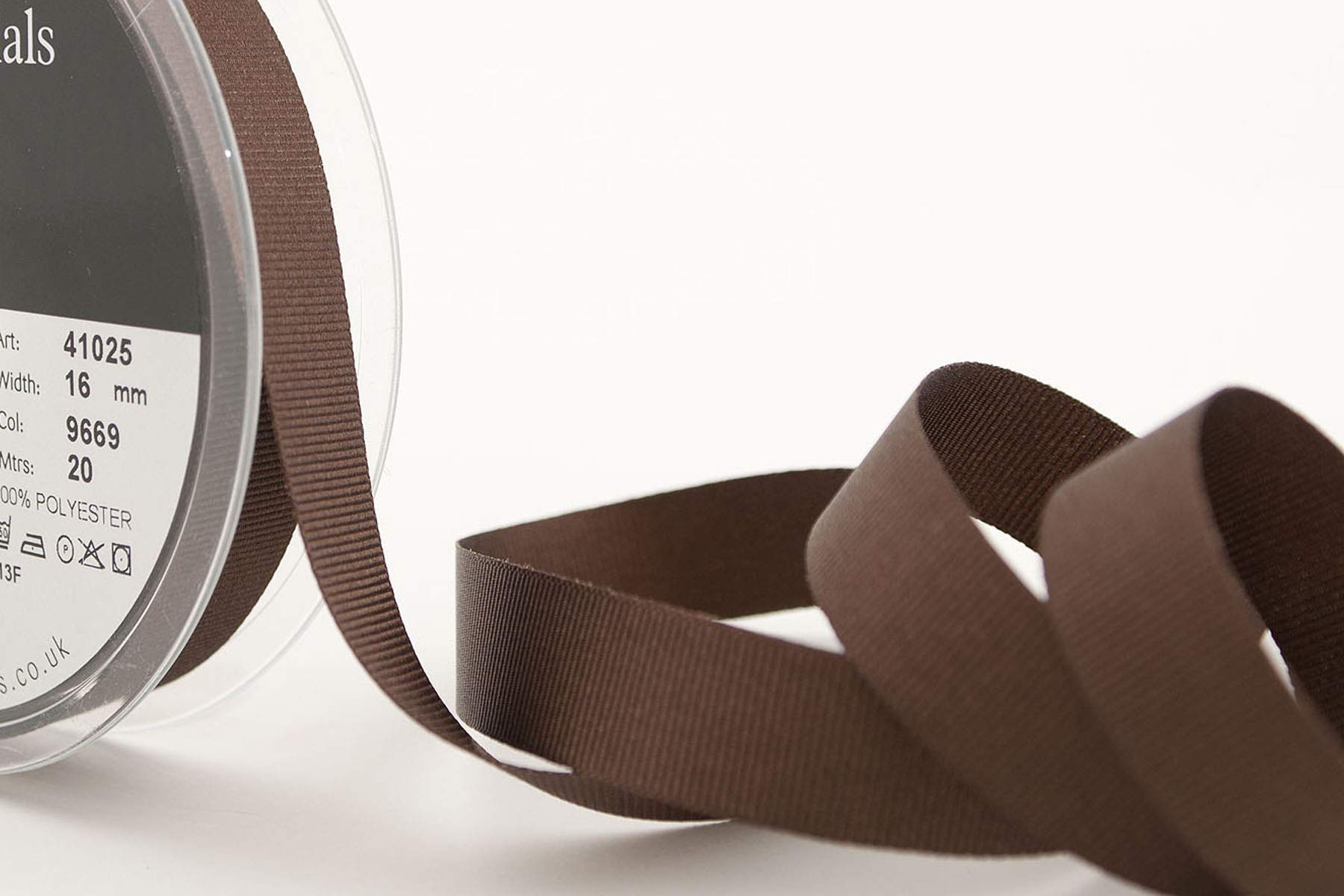 Berisfords 41025 20 m x 16 mm Polyester Grosgrain Ribbon, Chocolate, 16mm - Image 2