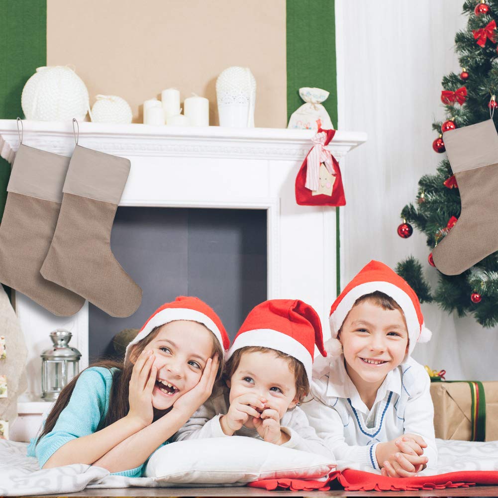 Weihnachtsstrümpfe Aus Sackleinen - 45,7 Cm Neutrale Strümpfe Für Den Kamin (2 Stück)
