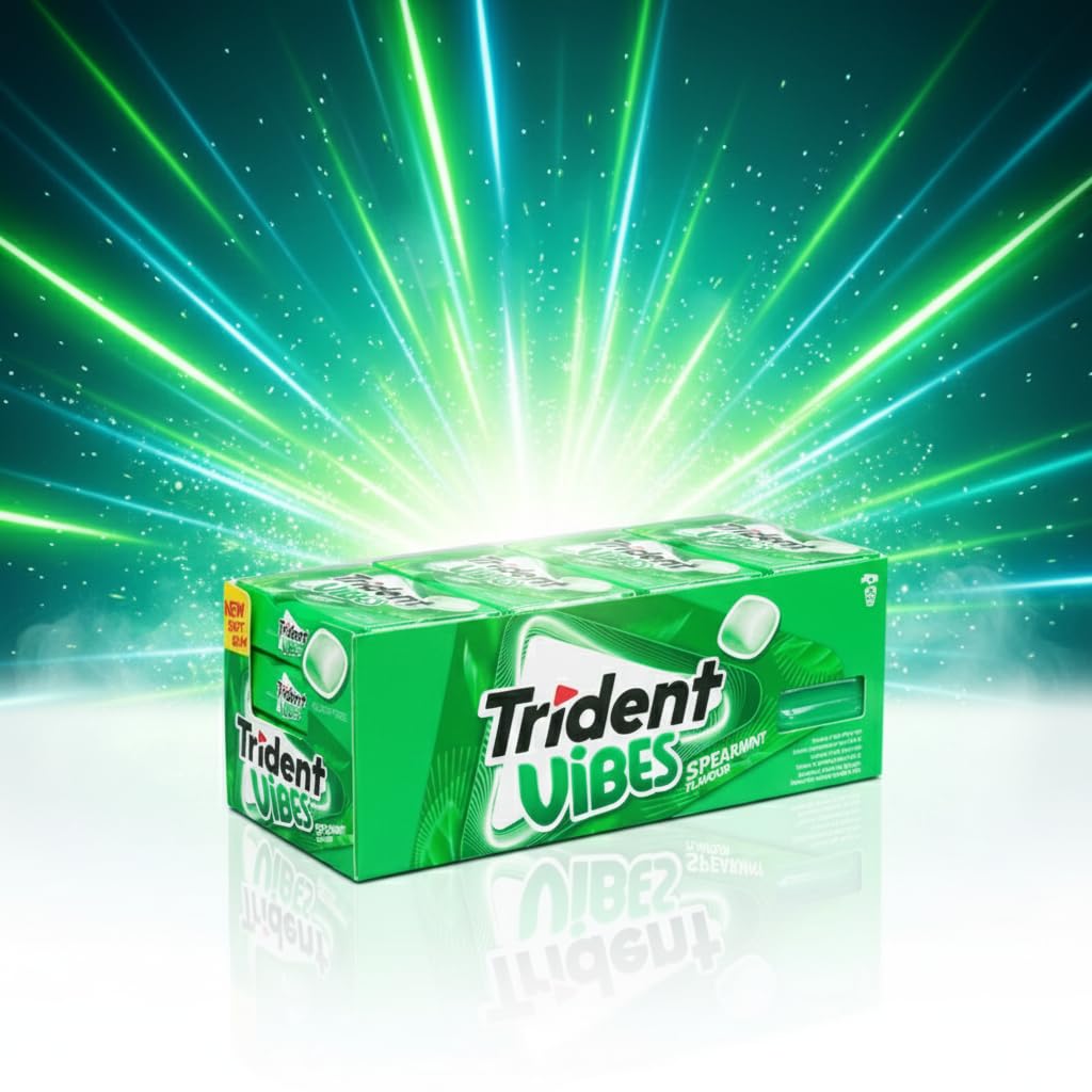 Trident Vibes Spearmint Pack de 16 Paquetes de Chicle Sin Azúcar