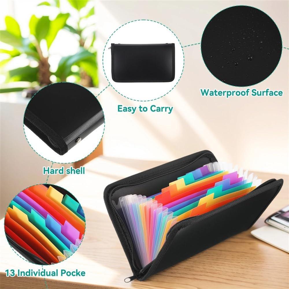 Porte-documents élégant multi-nizer – Pages intérieures en plastique transparent pour reçus et documents Design extensible parfait pour le bureau et la maison