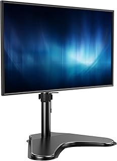 HUANUO Single Monitor Stand, Free Standing Monitor Desk Stand for 13 to 32" Computer, Height Adjustable Monitor Mount Full Motion Swivel VESA 75x75mm/100x100mm Heavy Duty Steel Base up to 17.6 lbs
