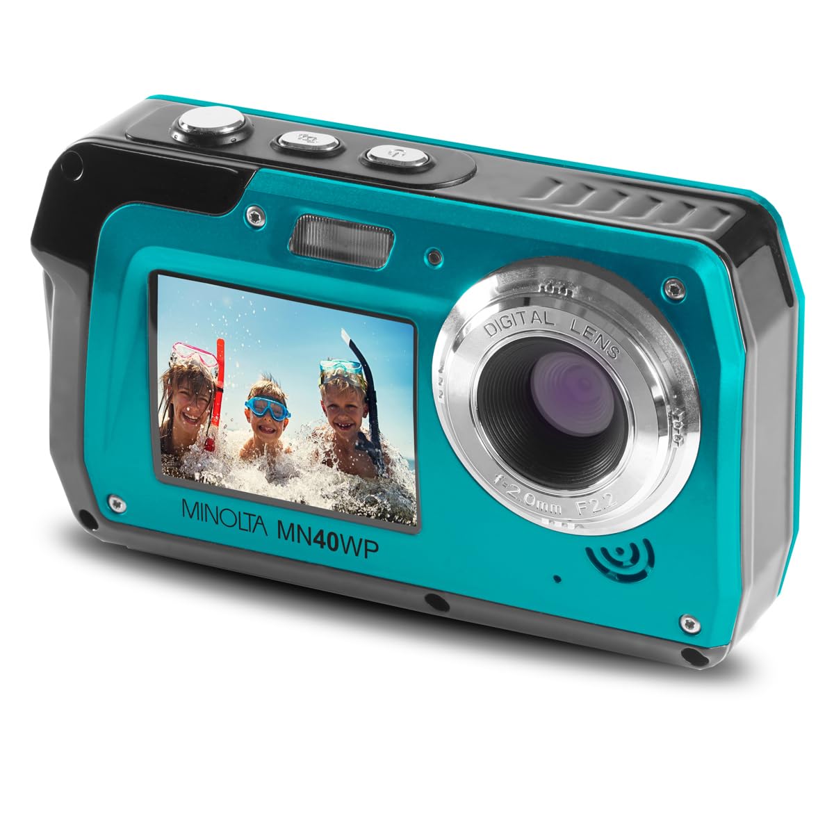 MN40WP 48MP Waterproof Digital Camera – Dual LCD Screens, 2.7K QHD Video, 16x Digital Zoom, Anti-Shake, Face Detection, 10ft Waterproof (Blue)
