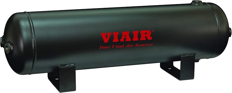 Reservatório de ar comprimido VIAIR 2,5 galões em aço – 6 portas 1/4" NPT, 200 PSI