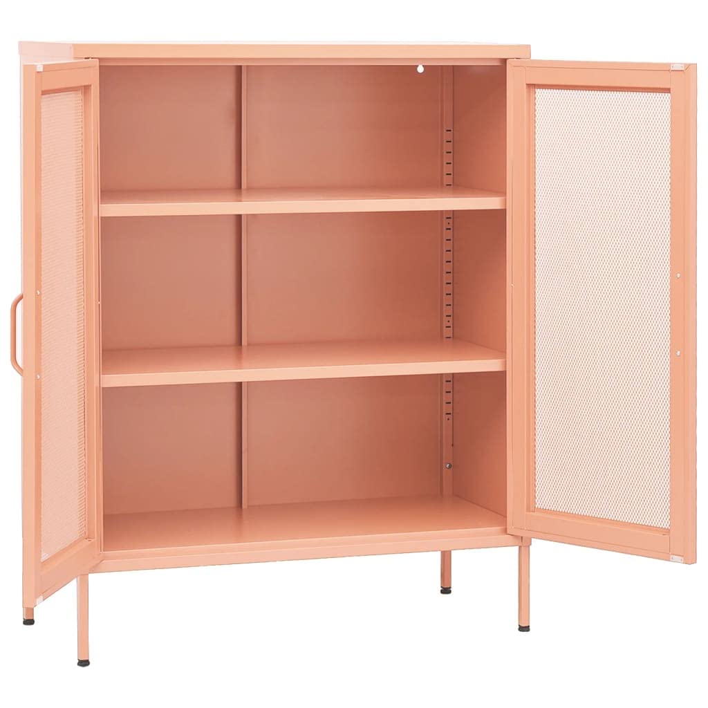 Armadio da ufficio, autoportante, in metallo, per aziende, ufficio, scuola, rosa, 80 x 35 x 101,5 cm, in acciaio (facile da montare)