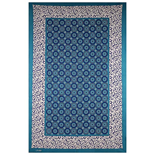Image of RajasthaniKart Pure Cotton 144 TC Single Size Bed Sheet with 1 Pillow Cover - Bedsheet for Single Bed (Blue, Single Bedsheets Cotton,246)