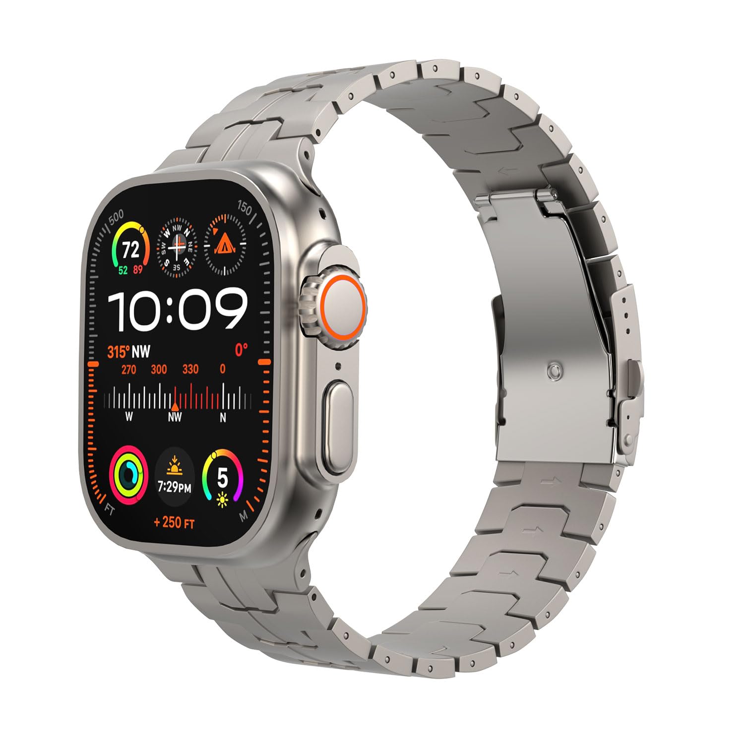 MoKo Titanium Band Compatible with Apple Watch Ultra 2 Strap 49mm 45mm 44mm 42mm, Metal Strap for iWatch Ultra SE Series 9 8 7 6 5 4 3 2 1 Replacement Wristbband for Men