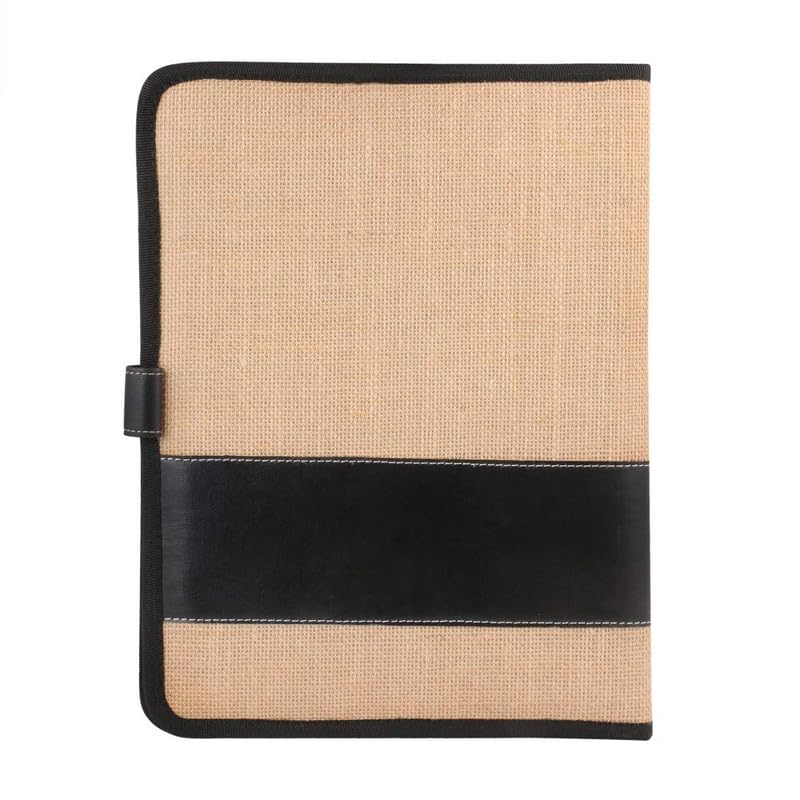 Image of Future X Eco-Friendly Jute File Folder | Handcrafted Document Folder with Button Closure | Reusable Office & Conference File Holder (Black Magnet Jute)
