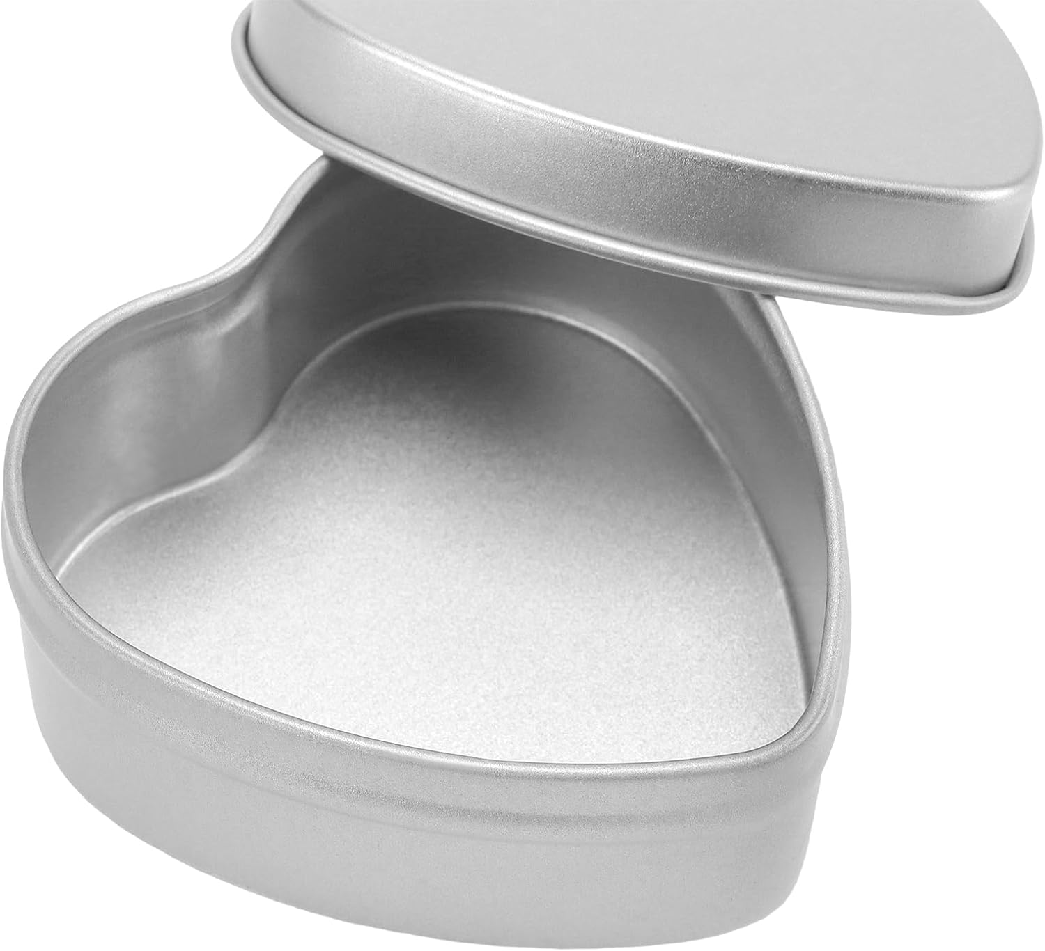 40 Pack Heart Shaped Tin Cans with Lids, 2 oz Small Metal Tins for Candle Making, Empty Mini Containers for Candies, Gifts, Bath Salts, Silver