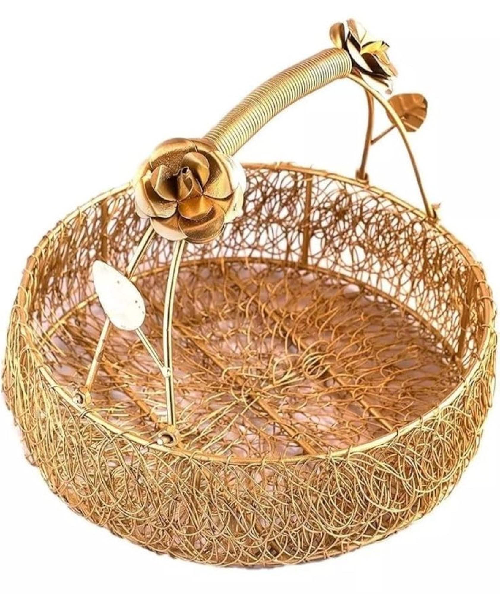 Decorative Metal Jar Set with Gold Wire Basket